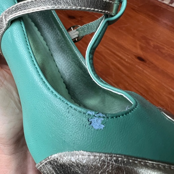 Mod Cloth Dancing Days by Banned seafoam green sparkle block strap heels - Picture 10 of 11